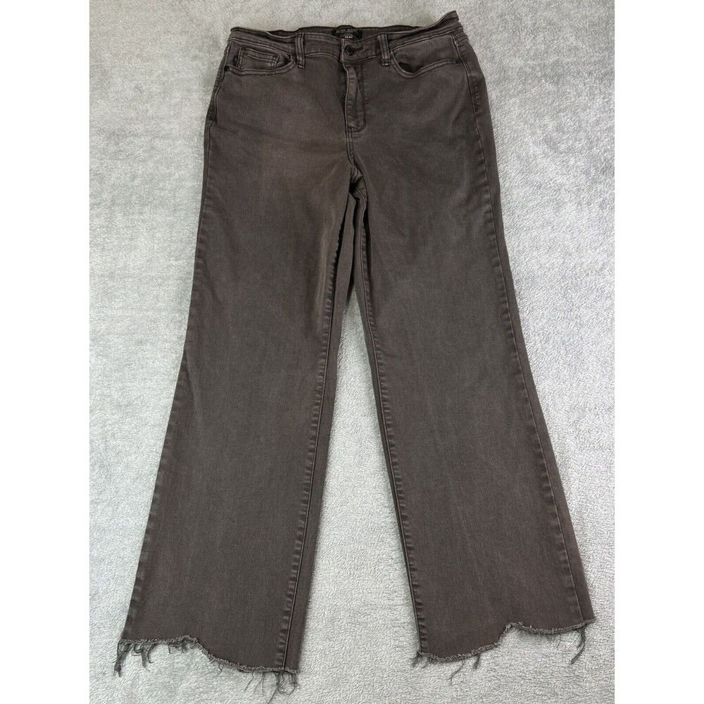 Judy Blue Women’s 13 / 31 Brown Frayed Hem Stretch Straight Fit Jeans High Rise